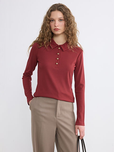 LCW Modest Polo Yaka Kadın Tişört - S6NN24Z8-HNY