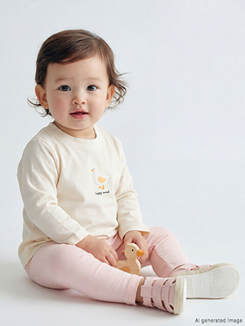 LCW baby Baskılı Kız Bebek Tişört ve Tayt - S6NN32Z1-FDL