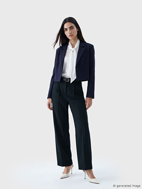 LCW Vision Beli Kemerli Kadın Pileli Kumaş Pantolon - S6NN53Z8-ZT9