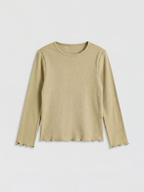 LCW Kids Bisiklet Yaka Desenli Kız Çocuk Tişört - S6NN80Z1-LRR