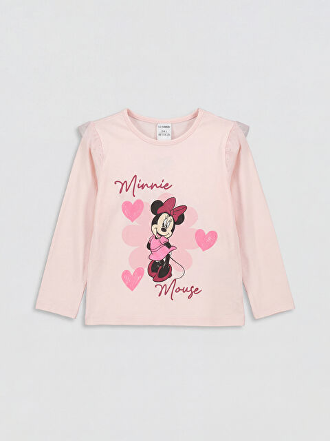 LCW Kids Bisiklet Yaka Minnie Mouse Baskılı Kız Çocuk Tişört - S6NN96Z1-FSM