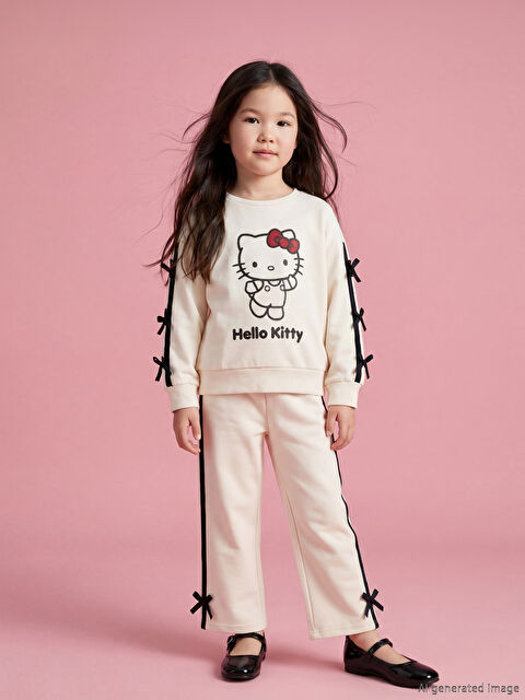 LCW Kids Hello Kitty Baskılı Kız Çocuk Sweatshirt ve Eşofman Altı