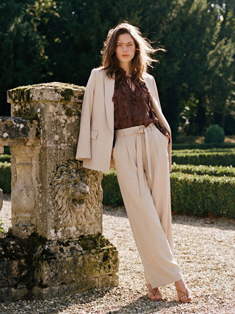 LCW Vision Beli Kuşaklı Geniş Paça Kadın Pantolon - S6NO40Z8-E7V