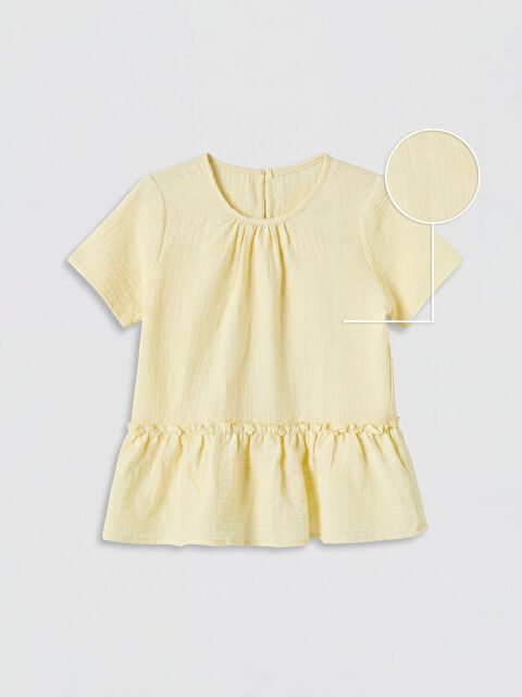 LCW Kids Bisiklet Yaka Fırfırlı Kız Çocuk Müslin Bluz