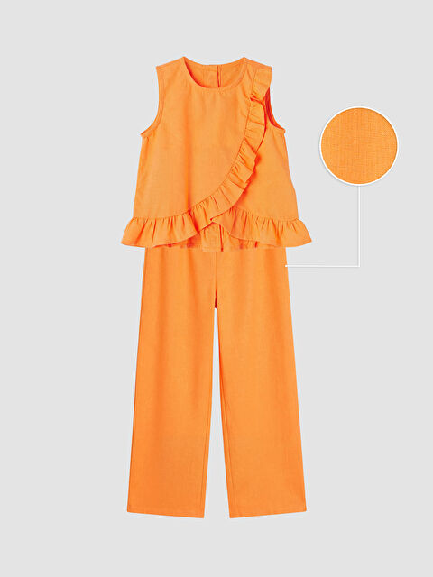 LCW Kids Fırfırlı Kız Çocuk Bluz ve Pantolon