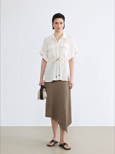 LCW Vision Beli Lastikli Asimetrik Kesim Etek - S6NP21Z8-D2Y