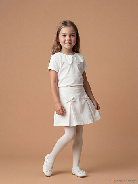 LCW Kids Kız Çocuk Gabardin Şort Etek ve Çorap