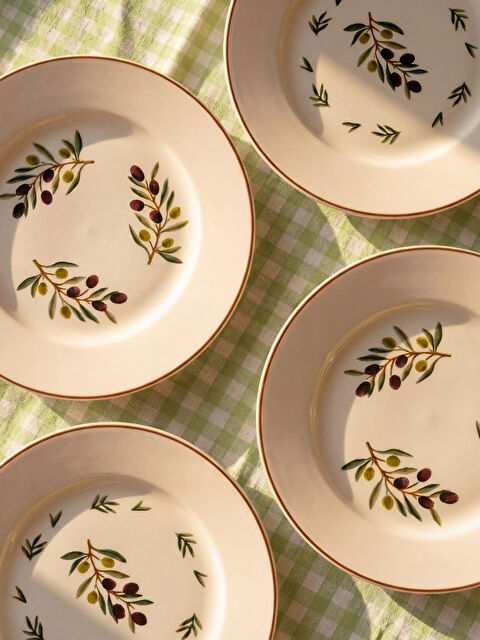 LCW HOME Zeytin Desenli Seramik Tabak Seti 4'lü 20 cm