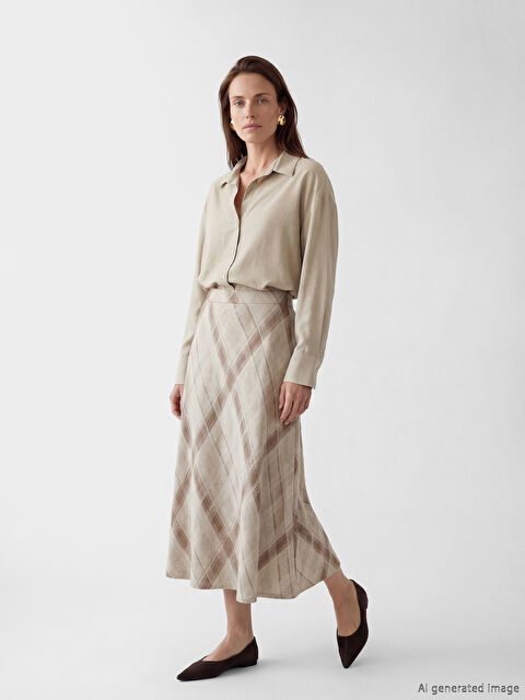 LCW Grace Beli Lastikli Baklava Desenli Etek - S6NP74Z8-LKQ