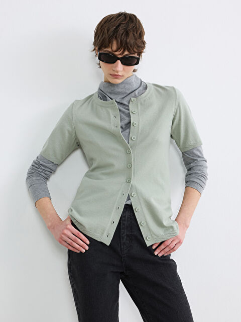 Soulife Bisiklet Yaka Kadın Triko Hırka - S6NP75Z8-CT0