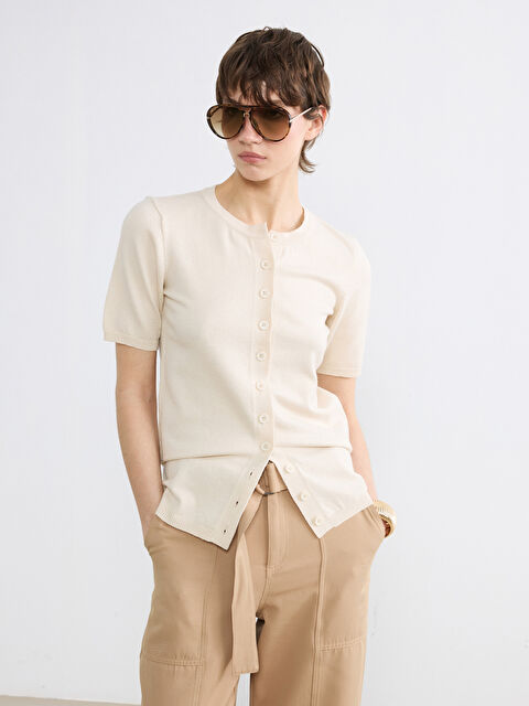 Soulife Bisiklet Yaka Kadın Triko Hırka - S6NP75Z8-FRC