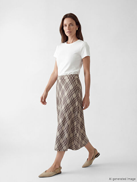 LCW Grace Beli Lastikli Ekose A Kesim Etek - S6NP92Z8-LKQ