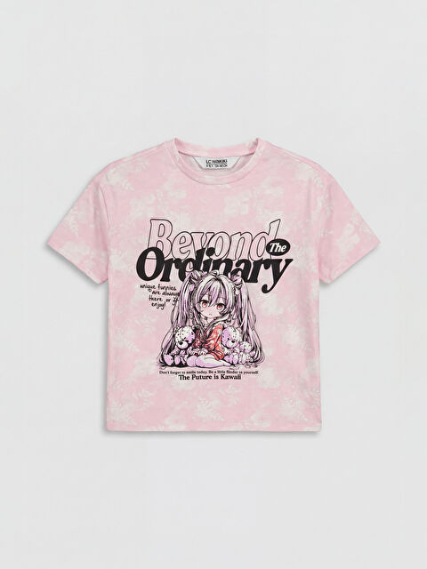 LCW Kids تي شيرت مطبوع بياقة دائرية للبنات