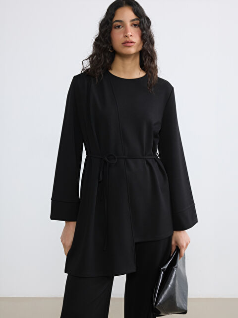 LCW Modest Bisiklet Yaka Kuşaklı Büzgülü Bluz - S6NQ23Z8-CVL