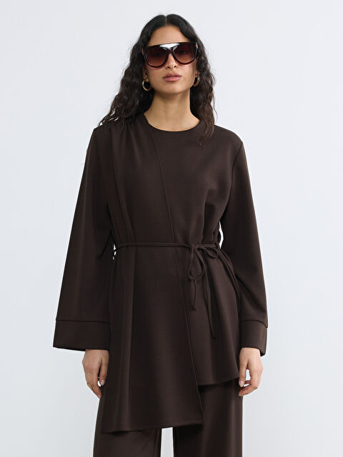 LCW Modest Bisiklet Yaka Kuşaklı Büzgülü Bluz - S6NQ23Z8-HMK