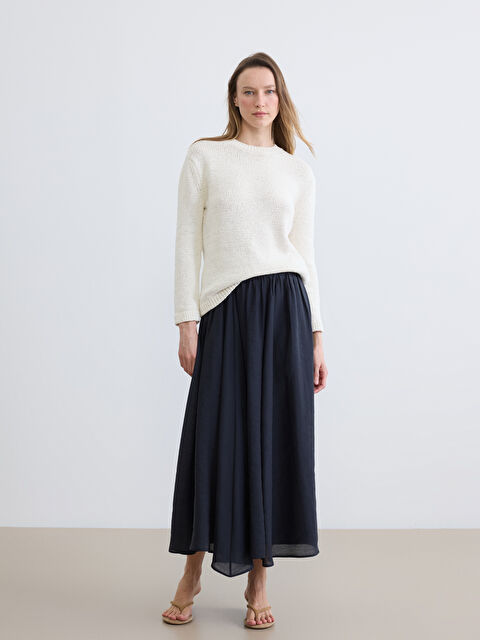 LCW Vision Beli Fermuarlı Büzgülü Kloş Etek - S6NQ30Z8-CVL