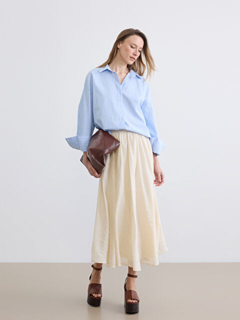 LCW Vision Beli Fermuarlı Büzgülü Kloş Etek - S6NQ30Z8-R9J