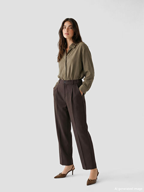 LCW Modest Beli Lastikli Kadın Pileli Kumaş Pantolon - S6NQ51Z8-HEH