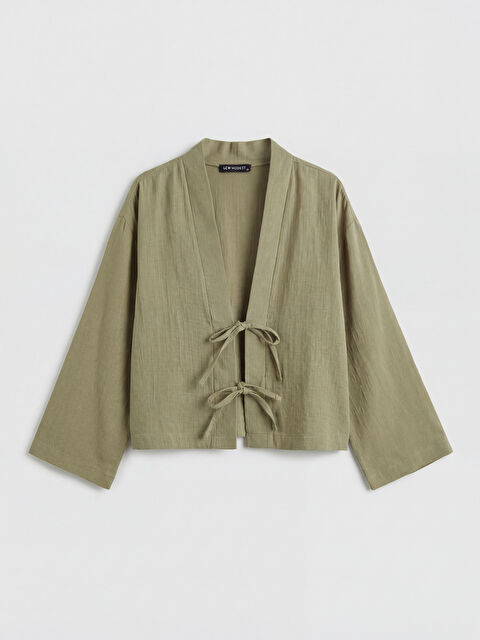 LCW Modest Şal Yaka Oversize Kadın Kimono - S6NQ67Z8-GYP