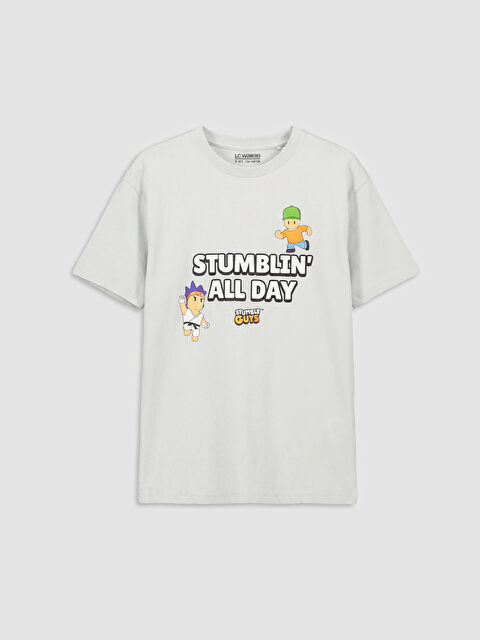 LCW Kids Bisiklet Yaka Stumble Guys Baskılı Erkek Çocuk Tişört