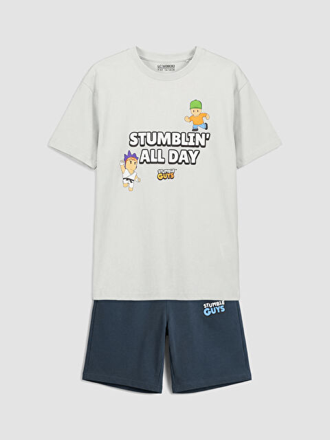 LCW Kids Stumble Guys Baskılı Erkek Çocuk Tişört ve Şort - S6NR03Z4-ZAK
