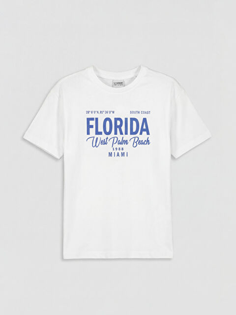 LCW Kids Crew Neck Florida Printed Girls' T-Shirt