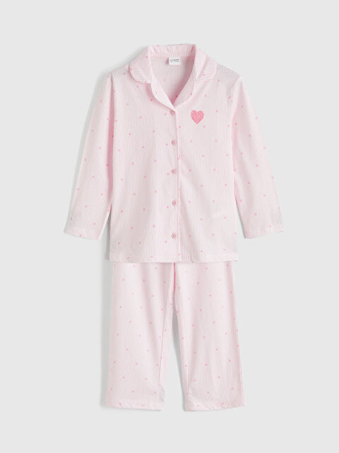 LCW Kids Gömlek Yaka Desenli Kız Çocuk Pijama Takım - S6NR30Z1-LT4