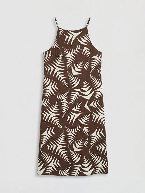 LCW Comfort Halter Yaka Desenli İp Askılı Elbise