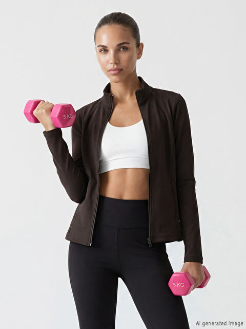 KOOR SPORT Parmak Geçmeli Kadın Fermuarlı Sweatshirt - S6NR44Z8-HNM