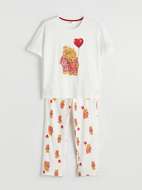 LCW DREAM Bisiklet Yaka Baskılı Kadın Pijama Takım - S6NR69Z8-LRA