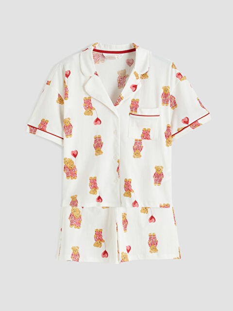 LCW DREAM Ayı Teddy Desenli Kadın Şortlu Pijama Takımı - S6NR72Z8-LRA