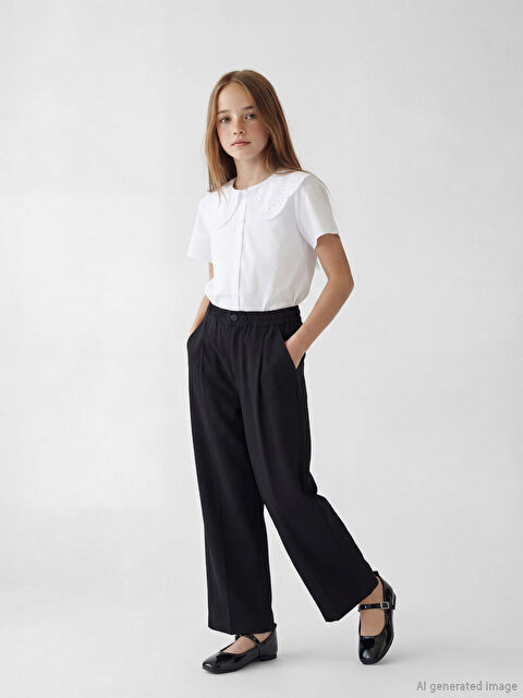 LCW Kids Wideleg Pileli Kız Çocuk Pantolon - S6NR79Z4-CVL