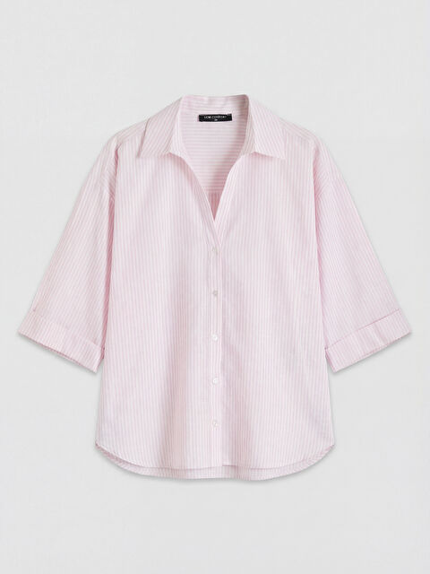 LCW Comfort Kaçık Yaka Çizgili Kadın Gömlek - S6NR84Z8-LHK