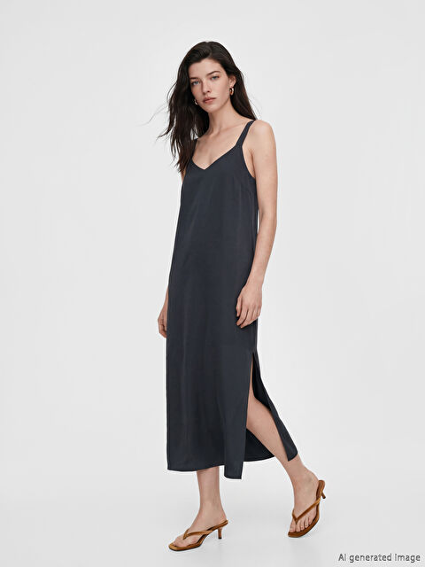 LCW Comfort V Yaka Modal Karışımlı Elbise