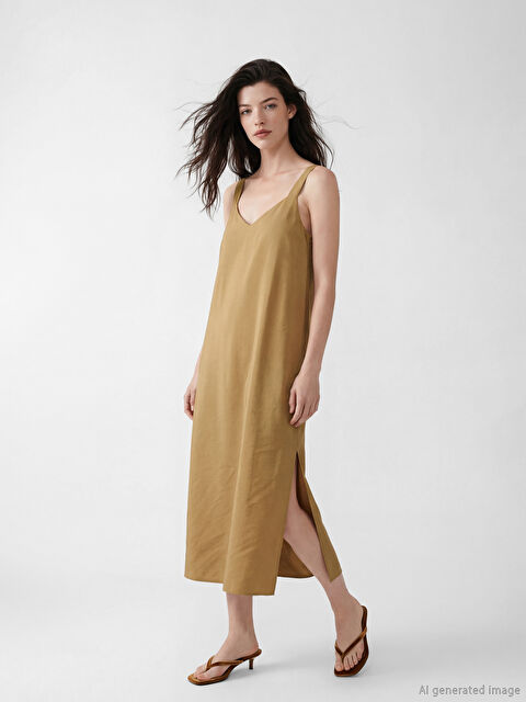 LCW Comfort V Yaka Modal Karışımlı Elbise