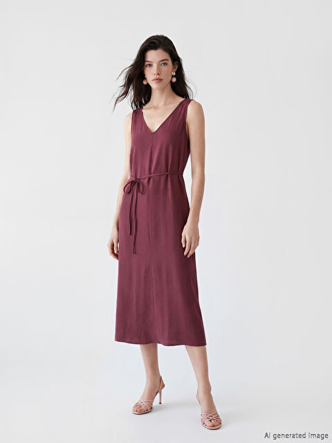 LCW Comfort V Yaka Modal Karışımlı Elbise