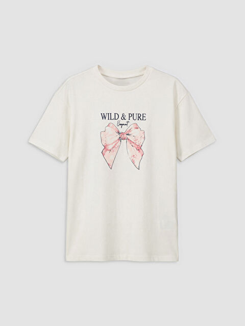 LCW Kids تي شيرت مطبوع بياقة دائرية للبنات