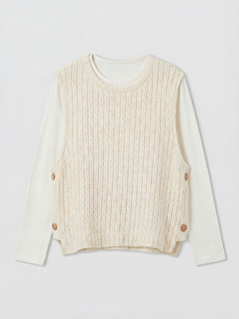 LCW Kids Bisiklet Yaka Kız Çocuk Tişört ve Süveter - S6NS47Z4-FF7