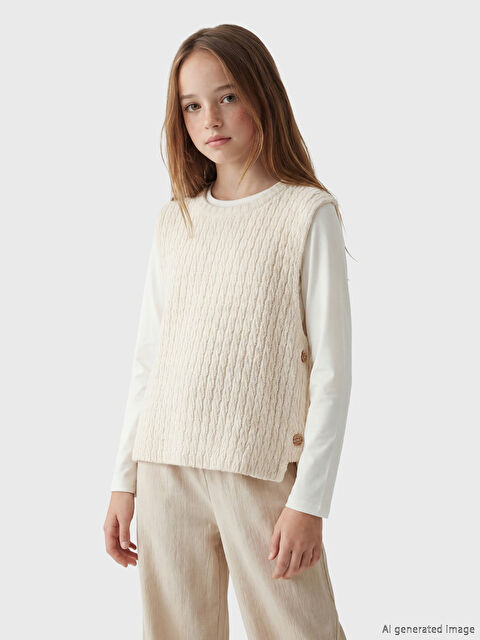 LCW Kids Bisiklet Yaka Kız Çocuk Tişört ve Süveter