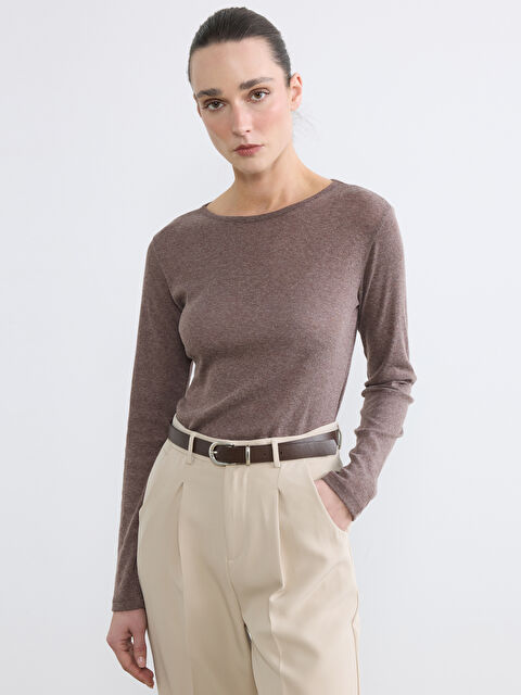 LC WAIKIKI Ekstra Dar Fit Bisiklet Yaka Uzun Kollu Kadın Body - S6NS58Z8-DCN