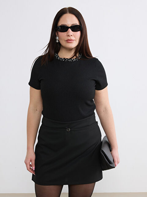 Soulife Dik Yaka Boncuk İşlemeli Kadın Triko Kazak