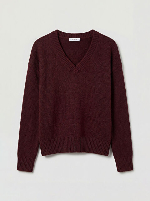 XSIDE V Yaka Oversize Kadın Triko Kazak - S6NS64Z8-ZHP