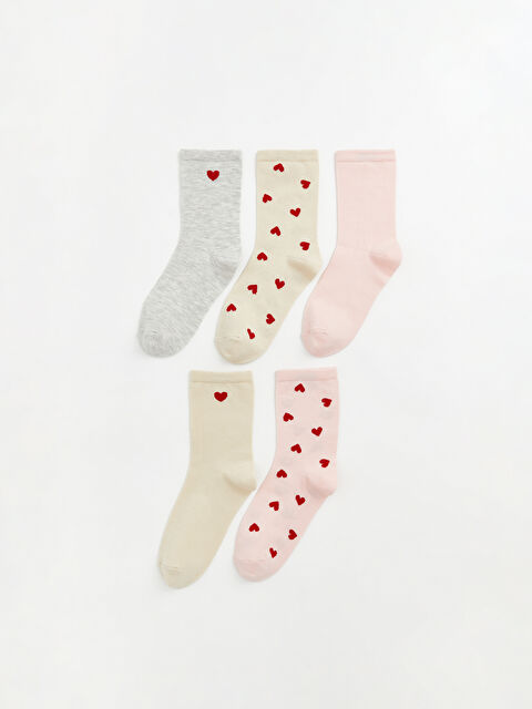 LCW DREAM Kalp Desenli Kadın Soket Çorap 5'li - S6NS98Z8-LAL