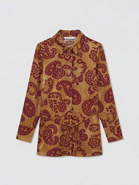 LCWAIKIKI Classic Desenli Kuşaklı Kadın Gömlek Tunik - S6NT03Z8-LRT