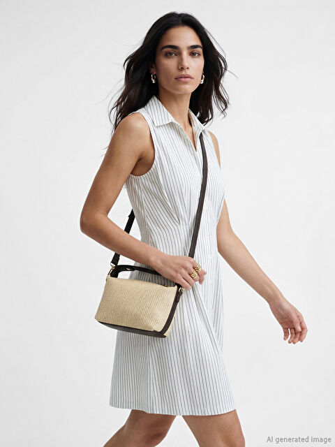 LCW ACCESSORIES Hasır Görünümlü Kadın Omuz Çantası - S6NT62Z8-ZNN