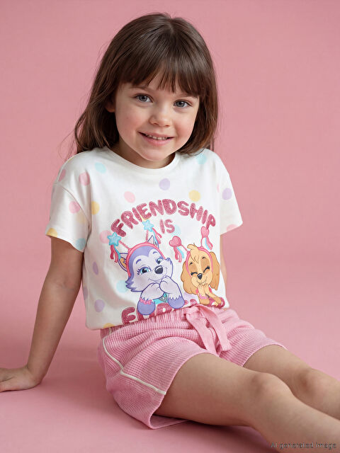 LCW Kids Paw Patrol Baskılı Kız Çocuk Tişört