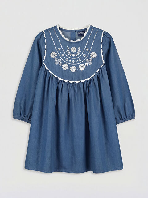 LCW Kids Bebe Yaka Çiçek Nakışlı Kız Çocuk Elbise - S6NU01Z1-1J2