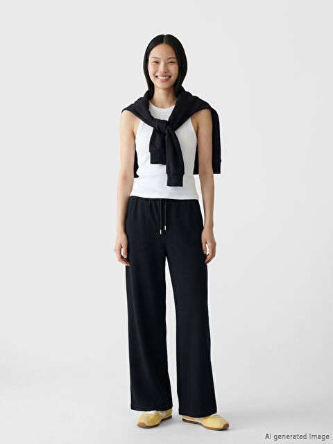 XSIDE Beli Lastikli Geniş Paça Kadın Eşofman Altı - S6NU16Z8-CVL