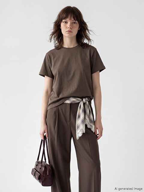 XSIDE Bisiklet Yaka Kadın Tişört	 - S6NU20Z8-PS7