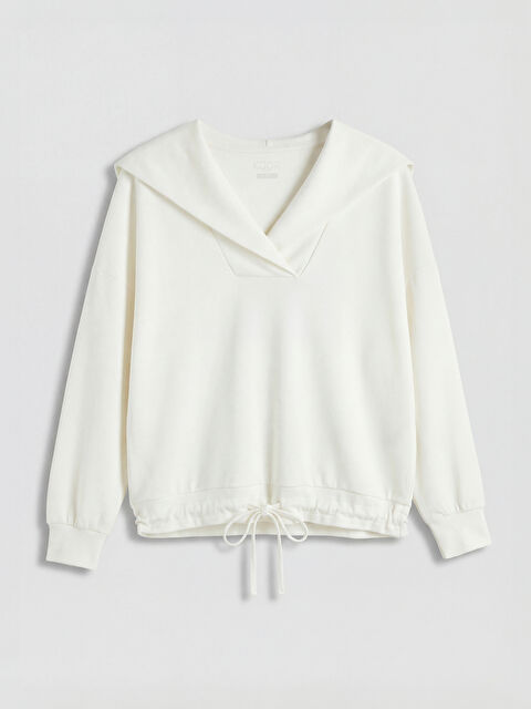 KOOR SPORT Polo Yaka Oversize Kadın Sweatshirt - S6NU34Z8-FE8